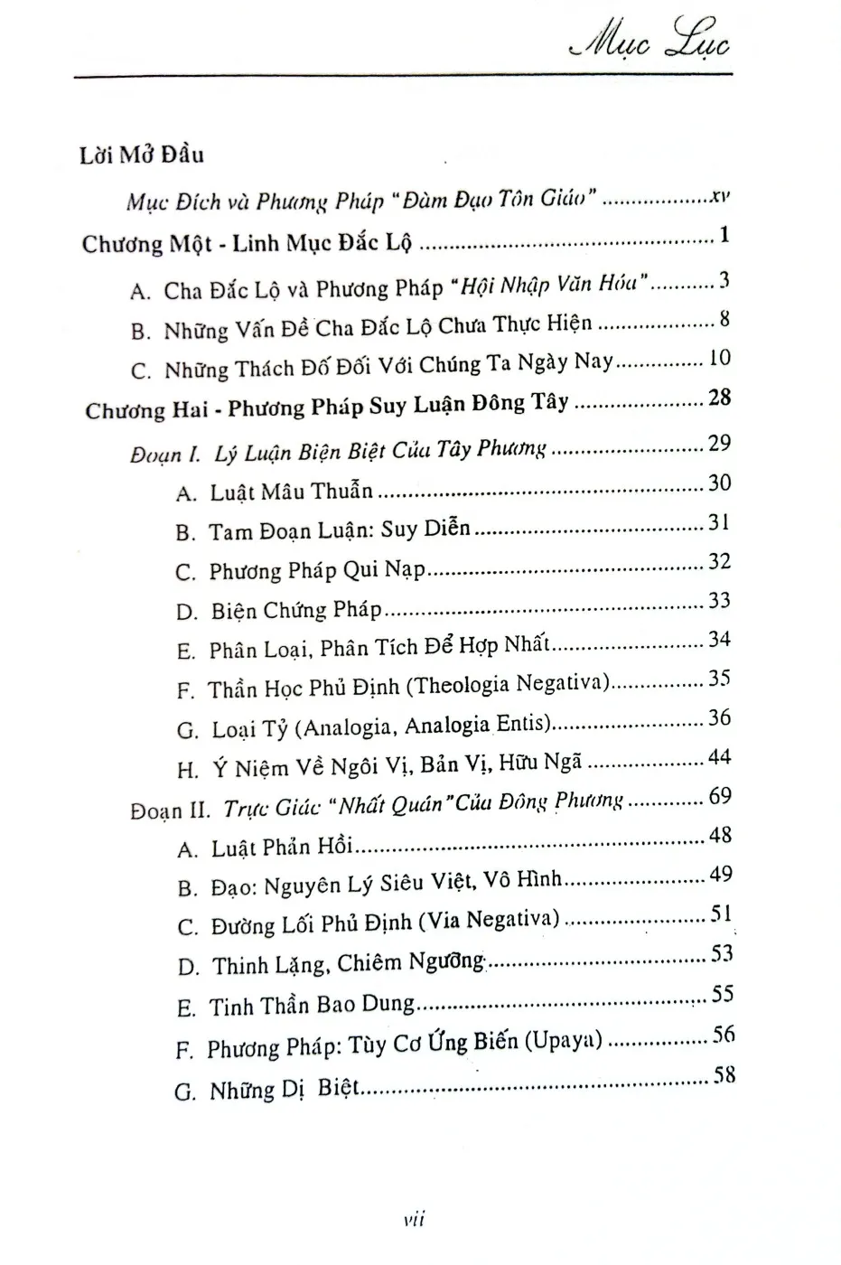 Mục lục chi tiết trang 1 sách Thiên chúa giáo và tam giáo