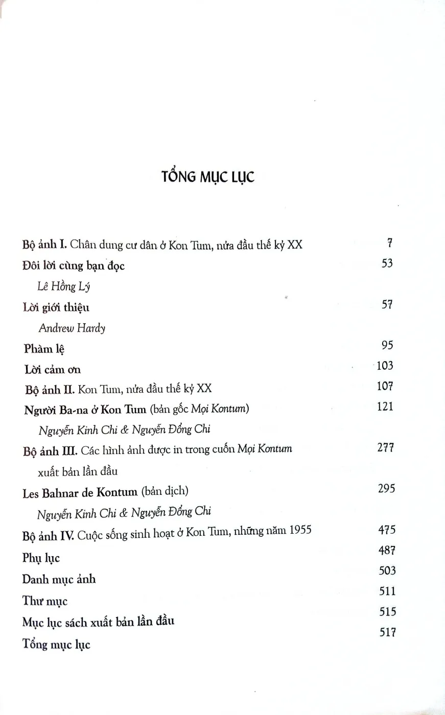 Mục lục chi tiết trang 1 sách Người Ba na ở Kon Tum