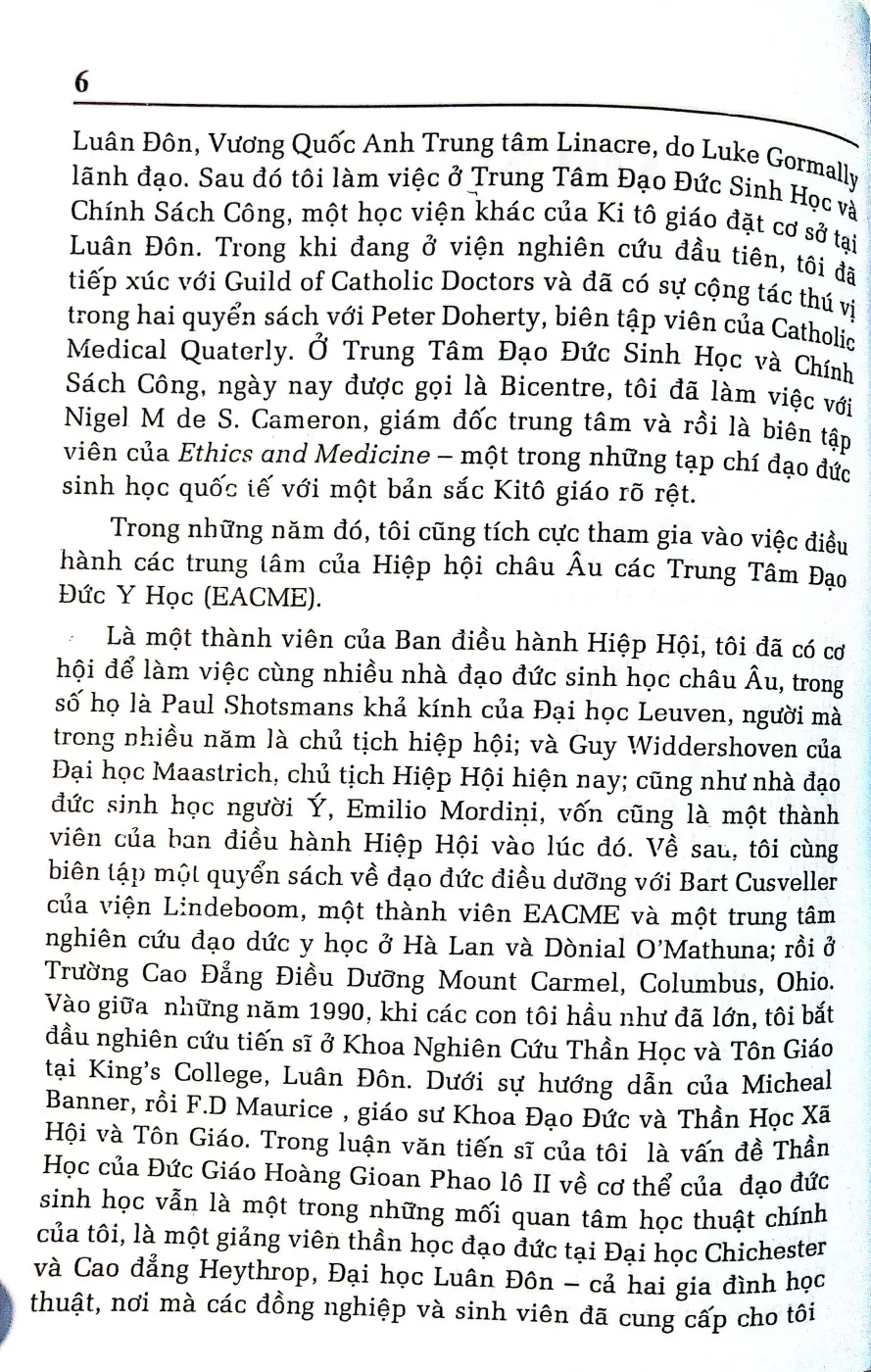 Mục lục chi tiết trang 3 sách Đạo đức sinh học Ki tô giáo chỉ dẫn cho những vấn đề phức tạp về đạo đức sinh học trong thế giới hiện nay