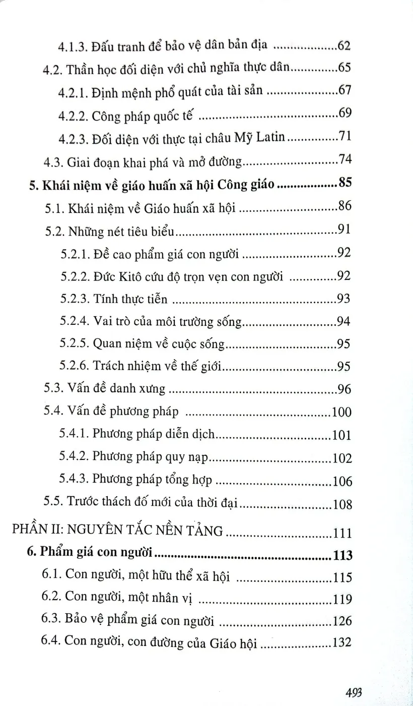 Mục lục chi tiết trang 2 sách Một cái nhìn về giáo huấn xã hội Công giáo