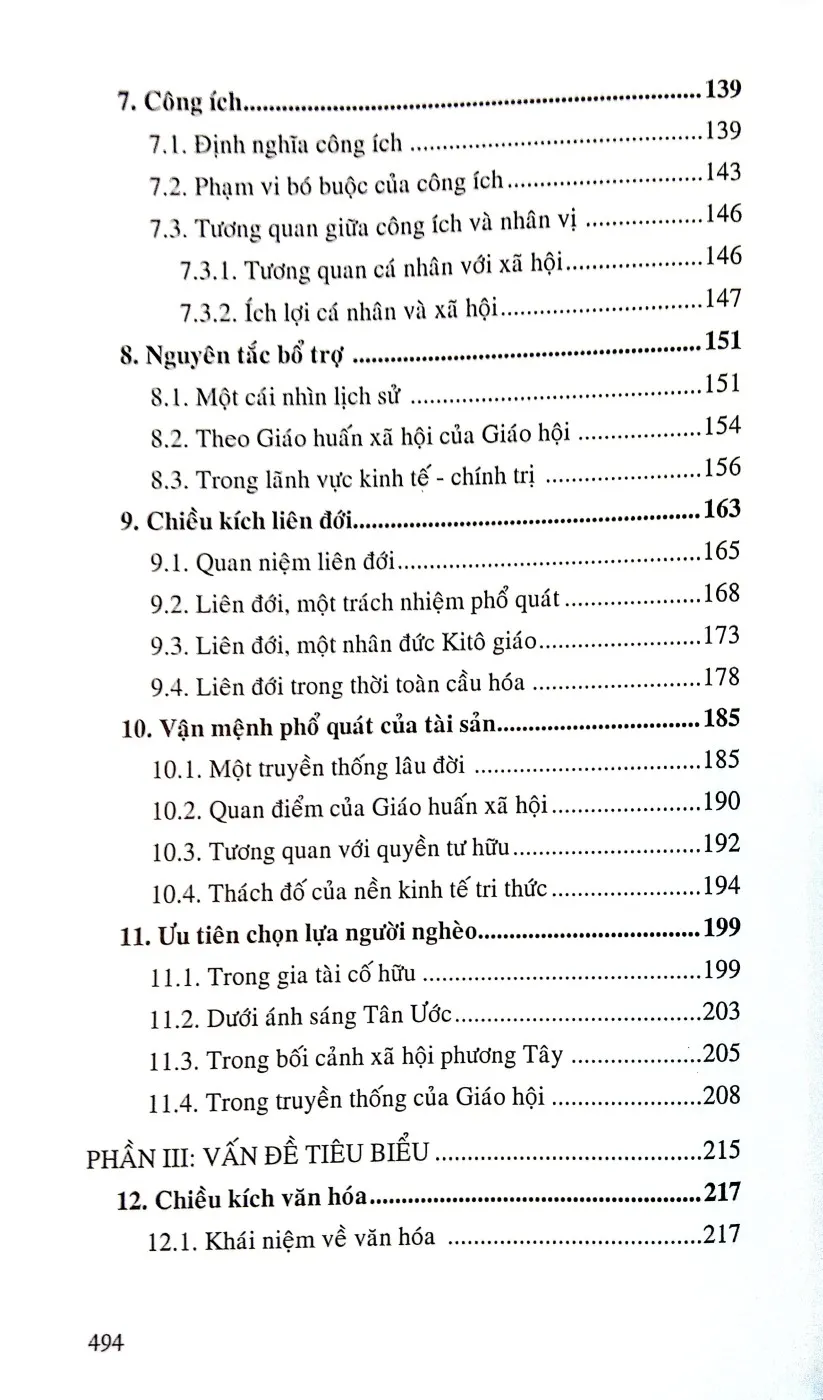 Mục lục chi tiết trang 3 sách Một cái nhìn về giáo huấn xã hội Công giáo