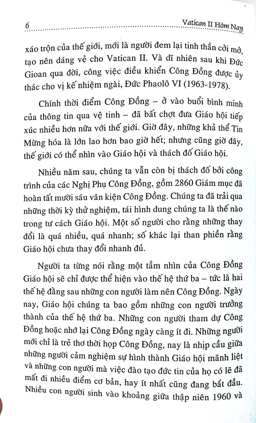 Mục lục chi tiết trang 3 sách Vatican II hôm nay, kêu gọi người Công giáo nên thánh và phục vụ