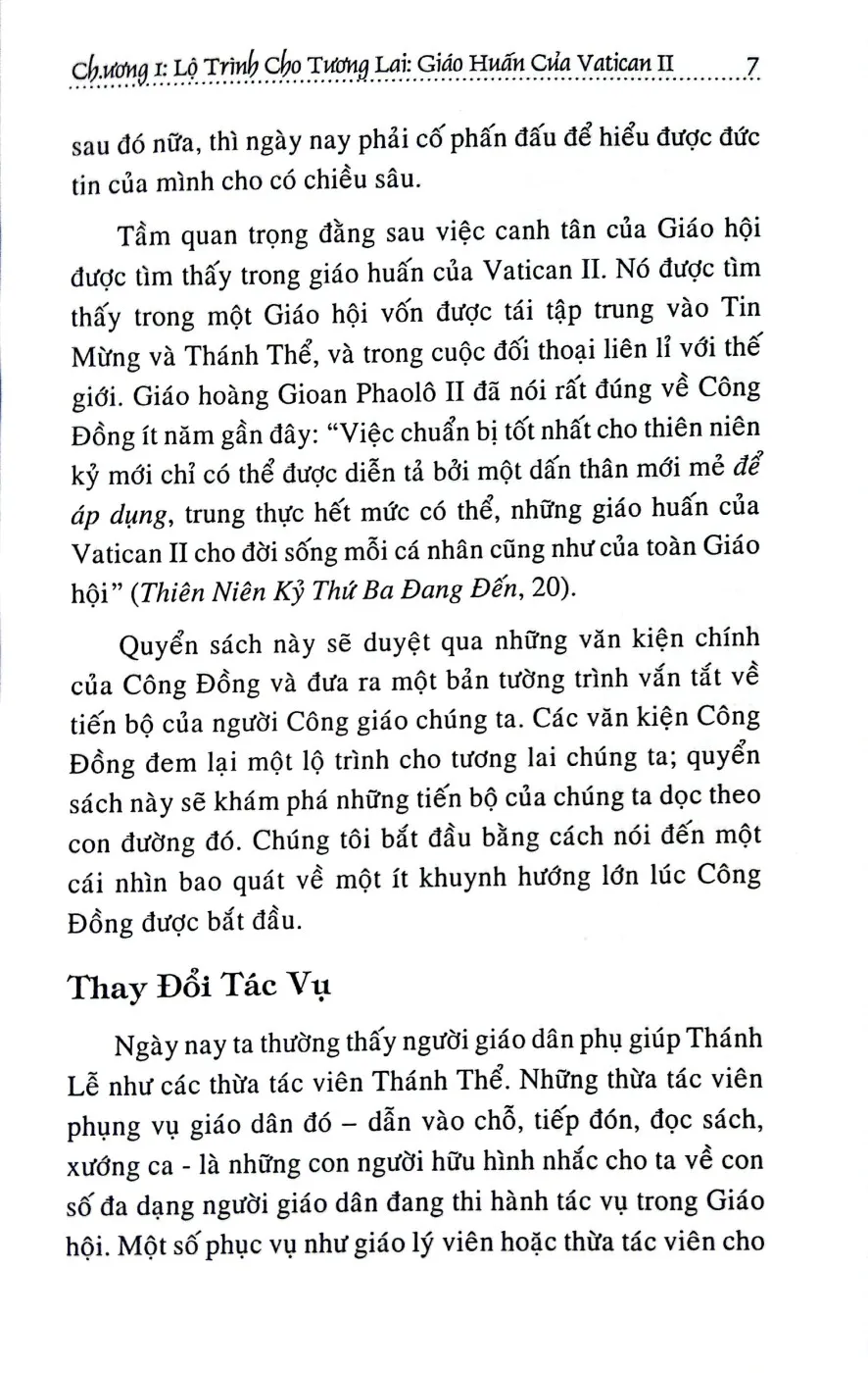 Nội dung trang phụ bản giới thiệu sách Vatican II hôm nay, kêu gọi người Công giáo nên thánh và phục vụ