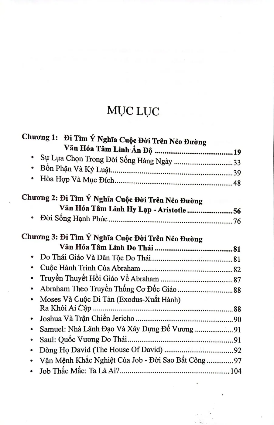 Mục lục chi tiết trang 1 sách Hành trình tâm linh đi tìm ý nghĩa của cuộc đời qua các nẻo đường văn hóa tâm linh