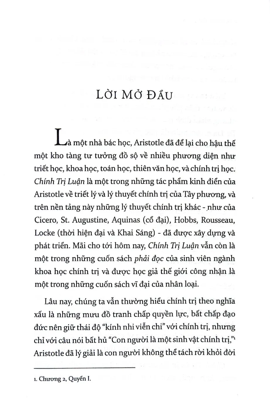 Mục lục chi tiết trang 1 sách Aristotle chính trị luận