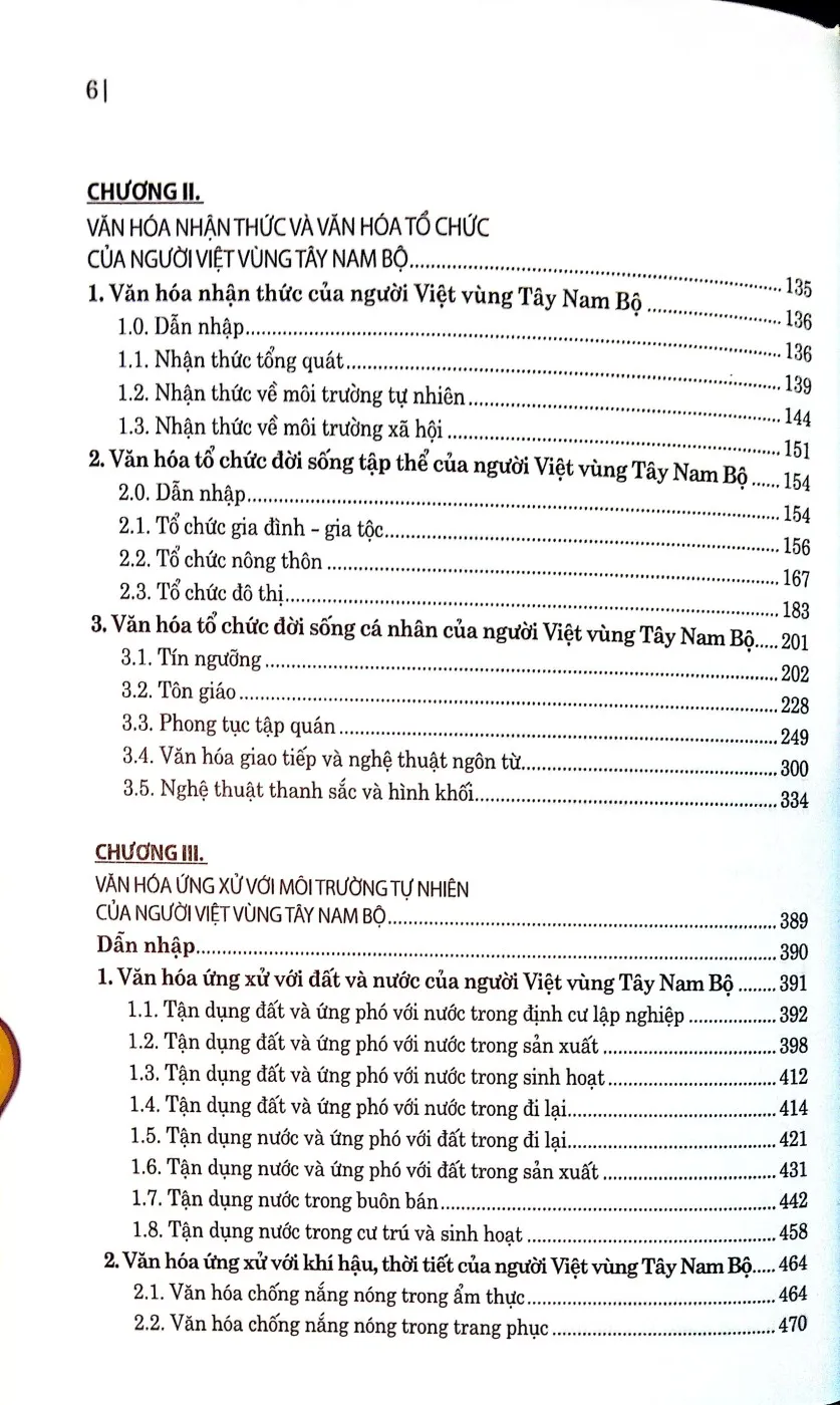 Mục lục chi tiết trang 2 sách Văn hóa người Việt vùng Tây Nam Bộ