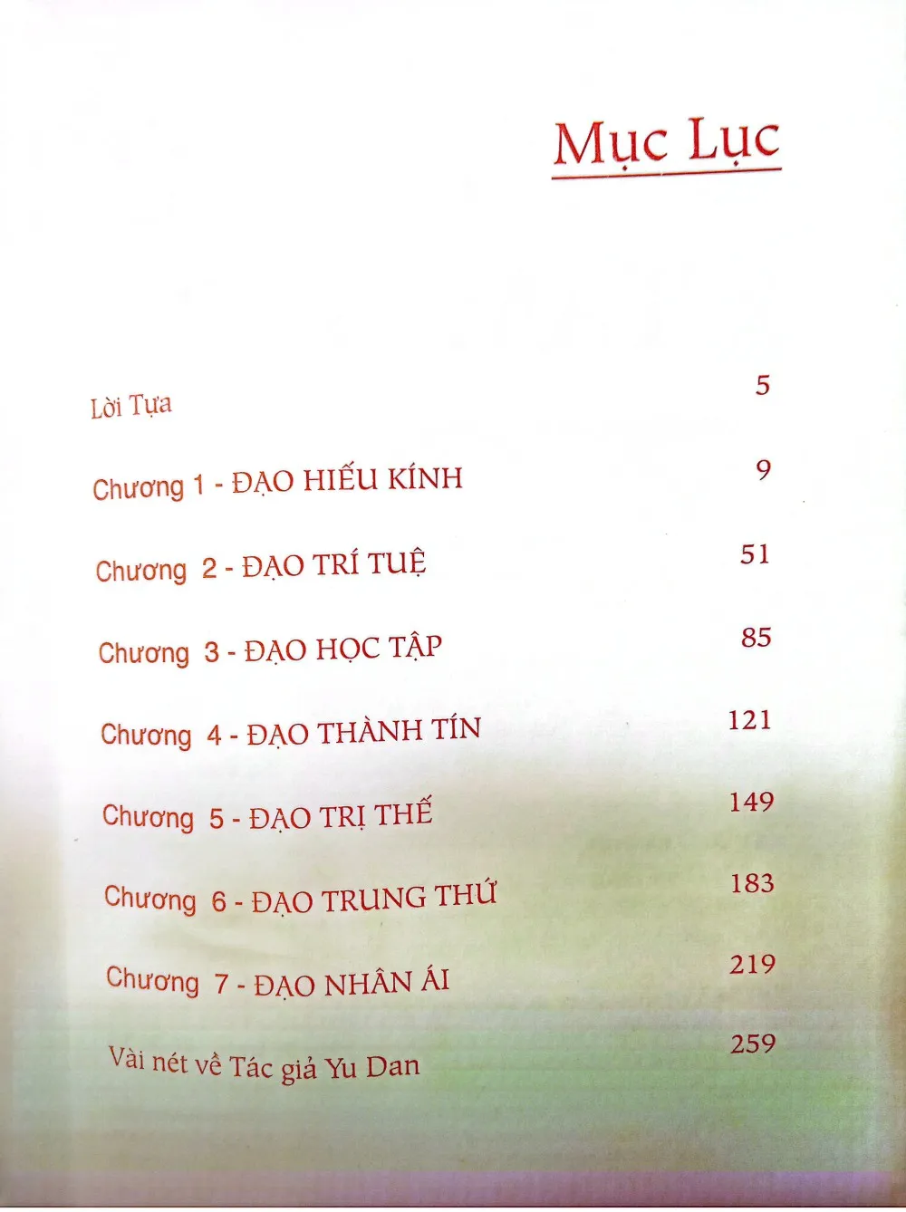 Mục lục chi tiết trang 1 sách Khổng Tử tâm đắc những điều diệu kỳ từ tư tưởng và triết lý sống Khổng Tử