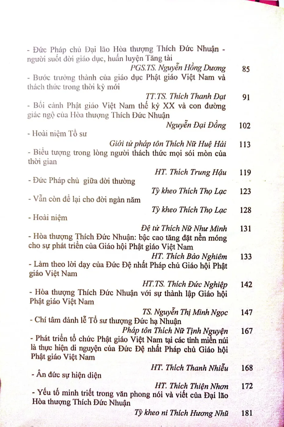 Mục lục chi tiết trang 2 sách Hòa thượng Thích Đức Nhuận cuộc đời và đạo nghiệp (1897 - 1993)