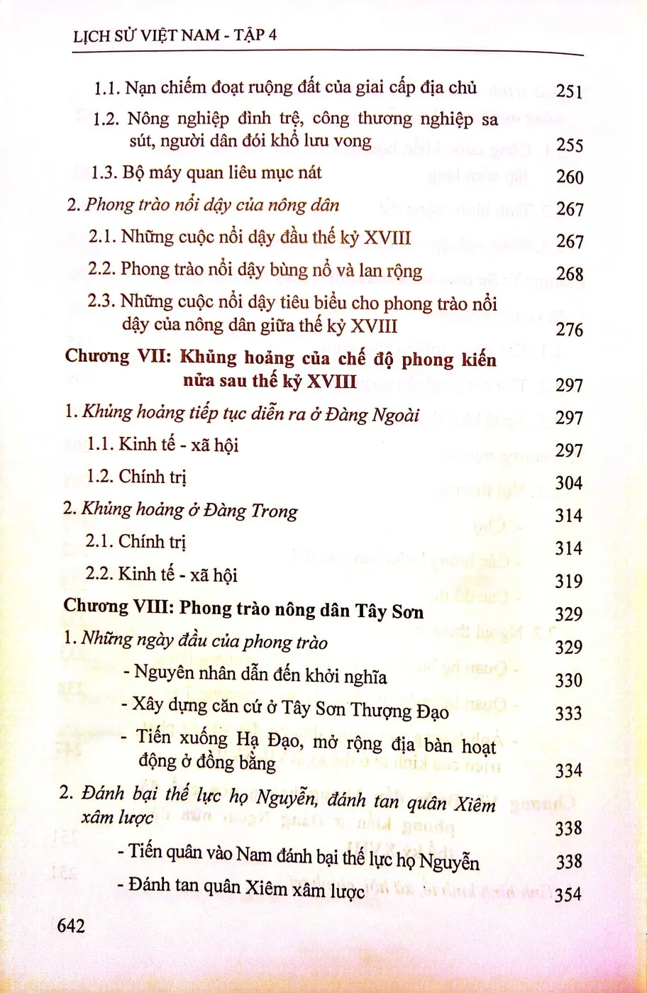 Nội dung trang phụ bản giới thiệu sách Lịch sử Việt Nam tập 4, từ thế kỷ XVII đến thế kỷ XVIII