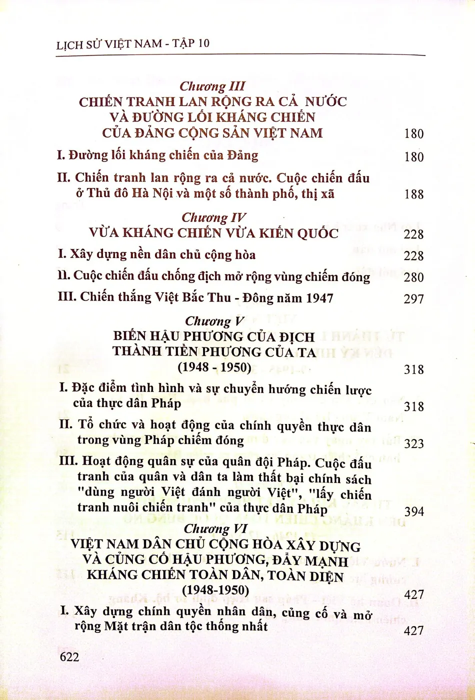 Mục lục chi tiết trang 2 sách Lịch sử Việt Nam tập 10, từ thế kỷ 1945 đến thế kỷ 1950