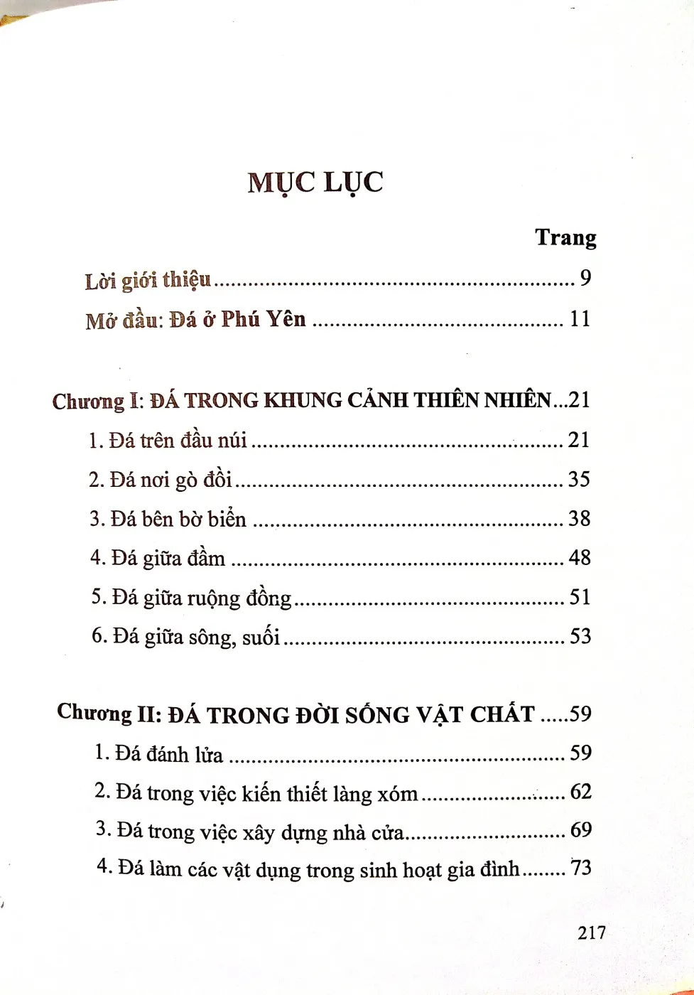 Mục lục chi tiết trang 1 sách Đá trong đời sống văn hóa dân gian ở Phú Yên