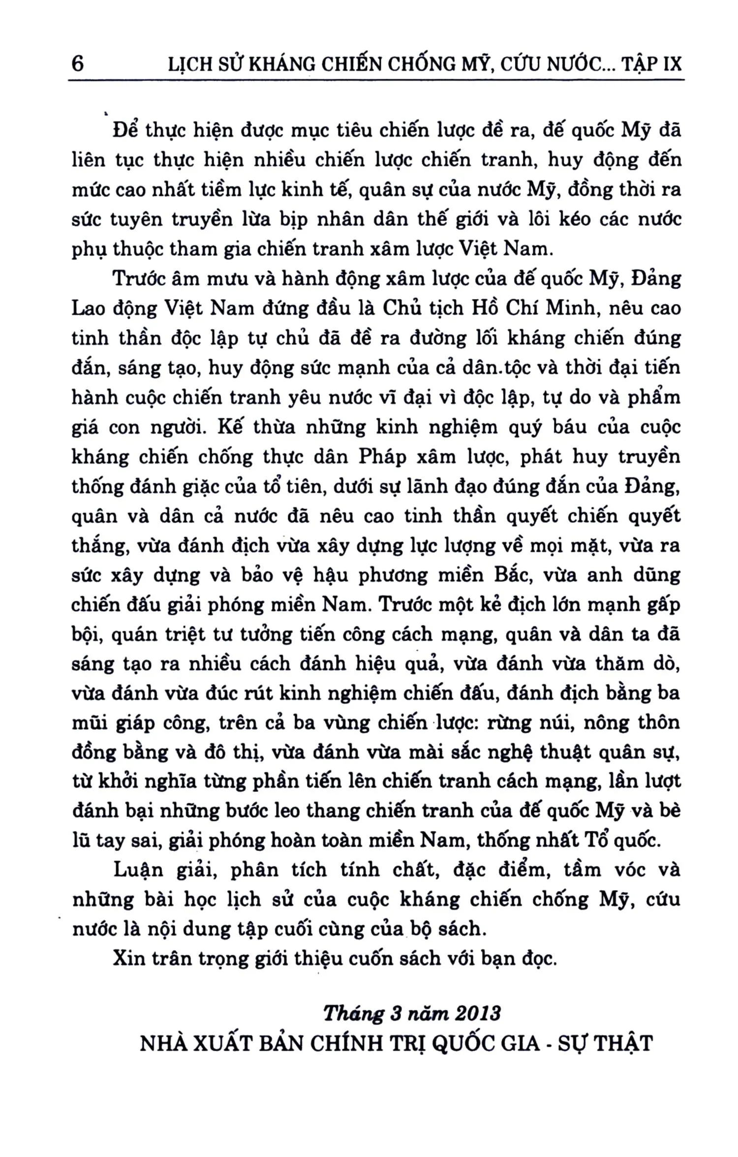 Mục lục chi tiết trang 3 sách Lịch sử kháng chiến chống Mỹ cứu nước 1954 - 1975, tập 9. Tính chất, đặc điểm, tầm vóc và bài học lịch sử