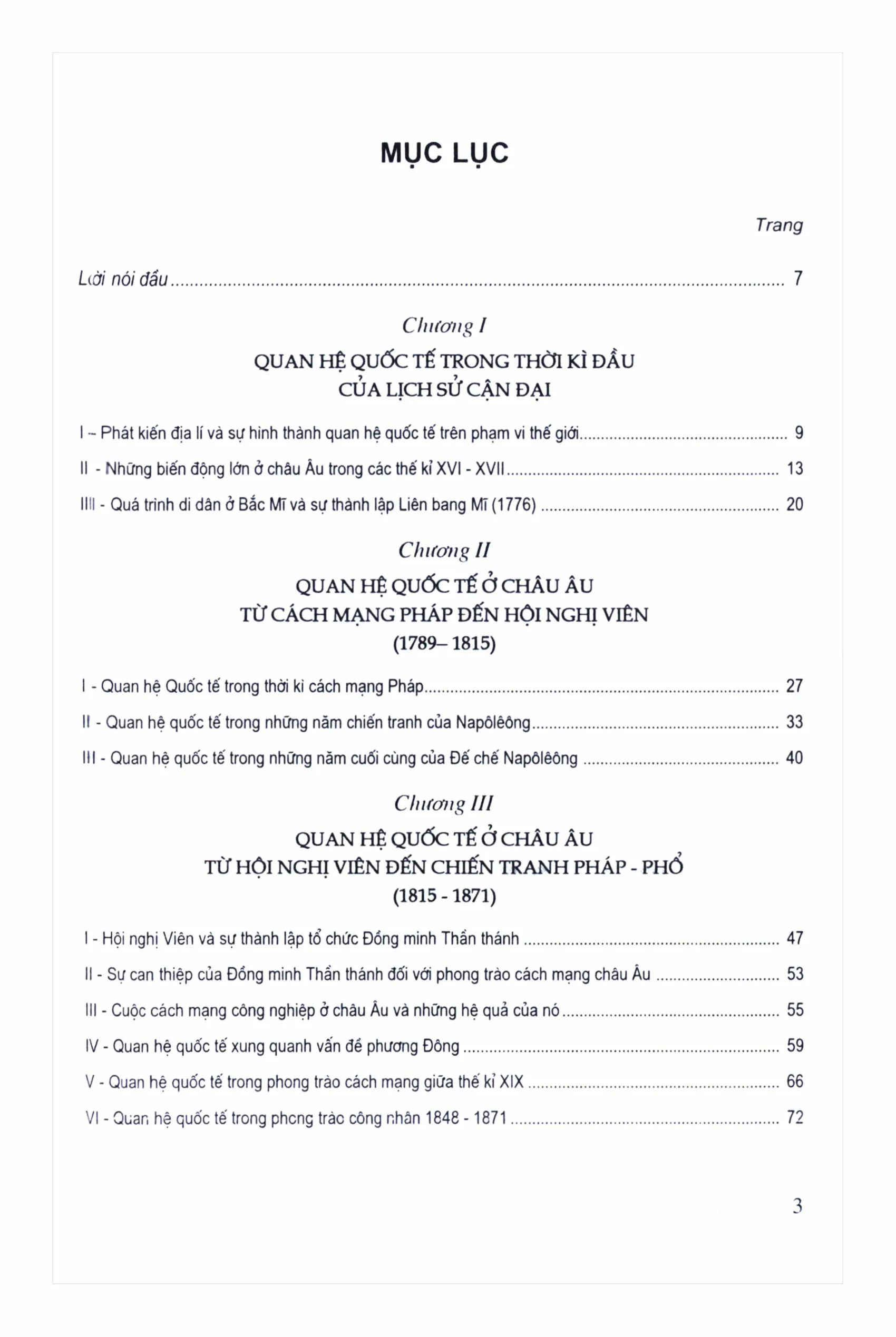 Trang bìa chính thức sách Lịch sử quan hệ quốc tế