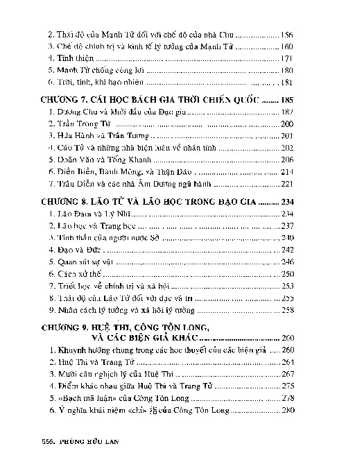 Mục lục chi tiết trang 2 sách Lịch sử triết học Trung Quốc, tập 1, thời đại tử học