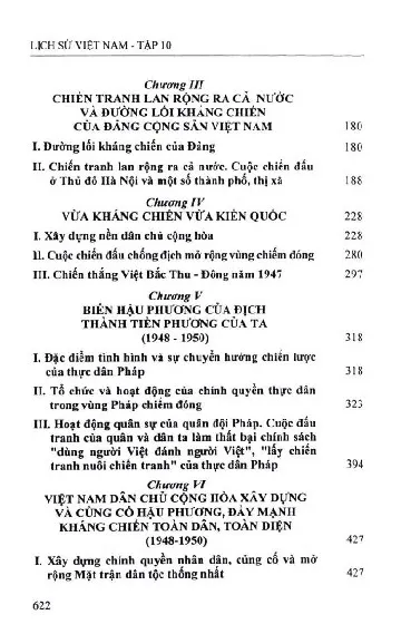 Mục lục chi tiết trang 1 sách Lịch sử Việt Nam - Tập 10 (Từ năm 1945 đến năm 1950)