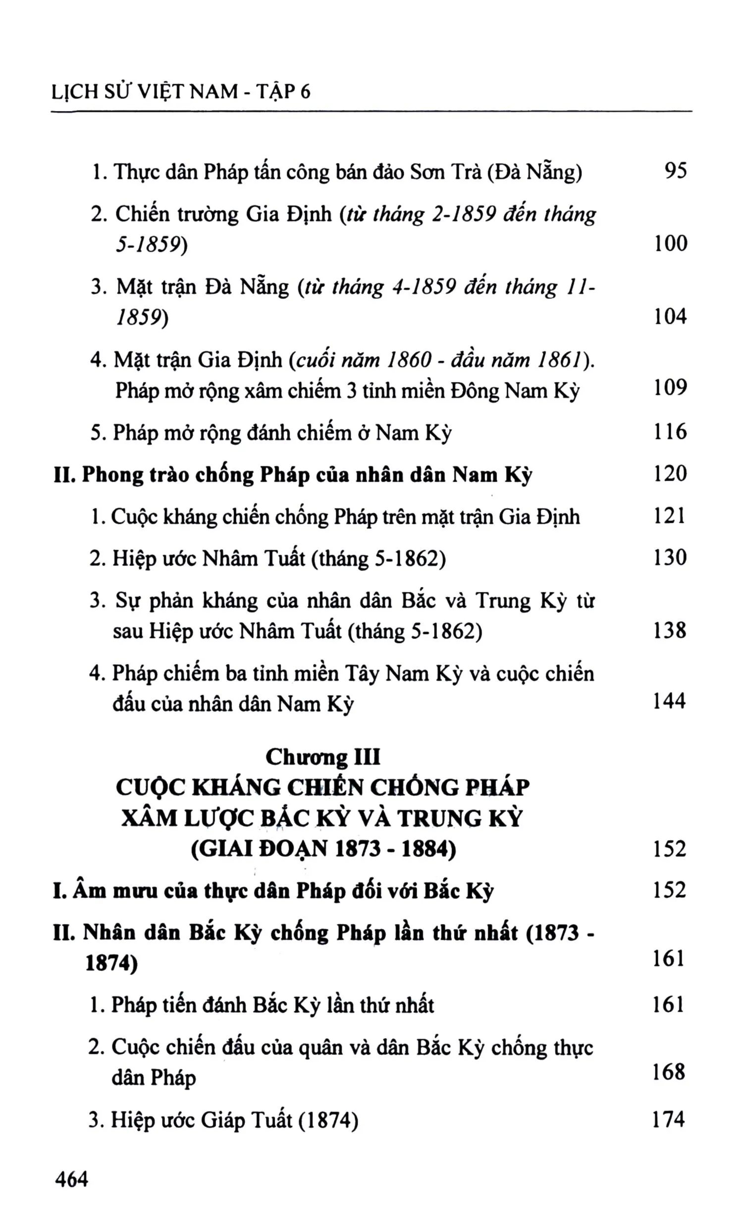 Mục lục chi tiết trang 1 sách Lịch sử Việt Nam - Tập 6 (từ năm 1858 đến 1890)