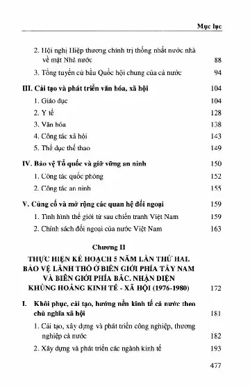 Mục lục chi tiết trang 1 sách Lịch sử Việt Nam từ 1975 đến 1986 tập 14