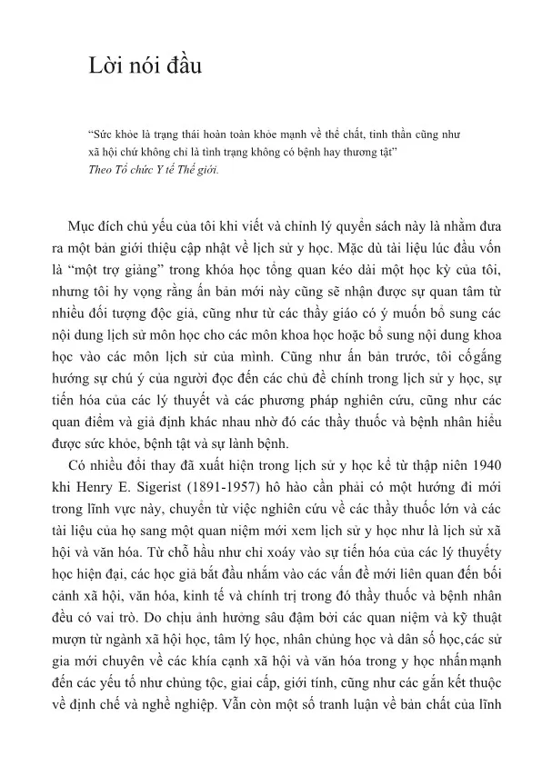 Trang bìa chính thức sách Lịch Sử Y Học