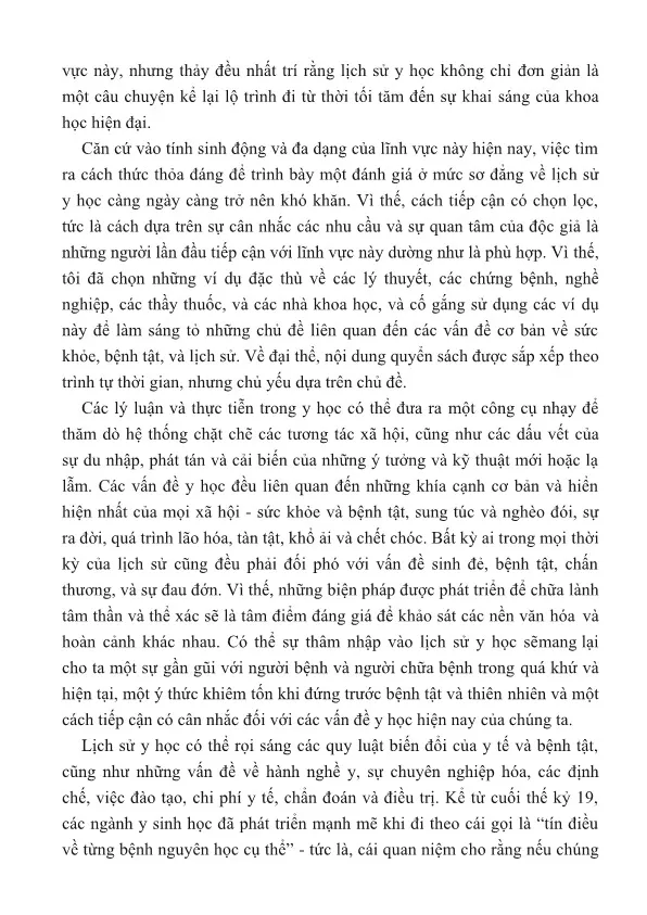 Mục lục chi tiết trang 1 sách Lịch Sử Y Học