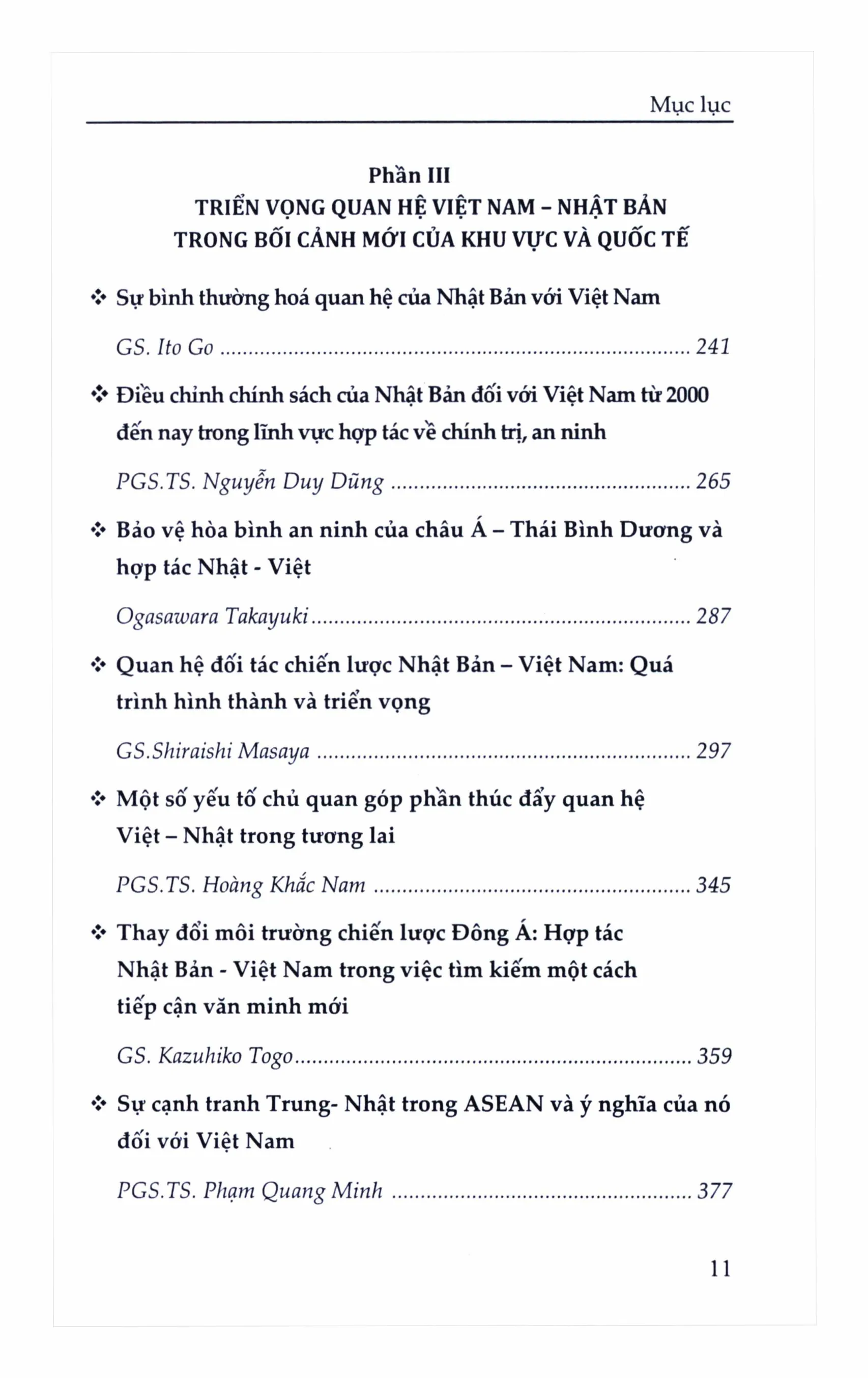 Mục lục chi tiết trang 2 sách Lịch sử, văn hóa và ngoại giao văn hóa. Sức sống của quan hệ Việt Nam - Nhật Bản trong bối cảnh mới của quốc tế và khu vực