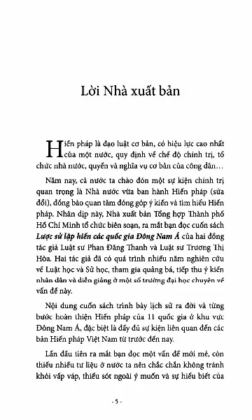 Trang bìa chính thức sách Lược sử lập hiến các quốc gia Đông Nam Á