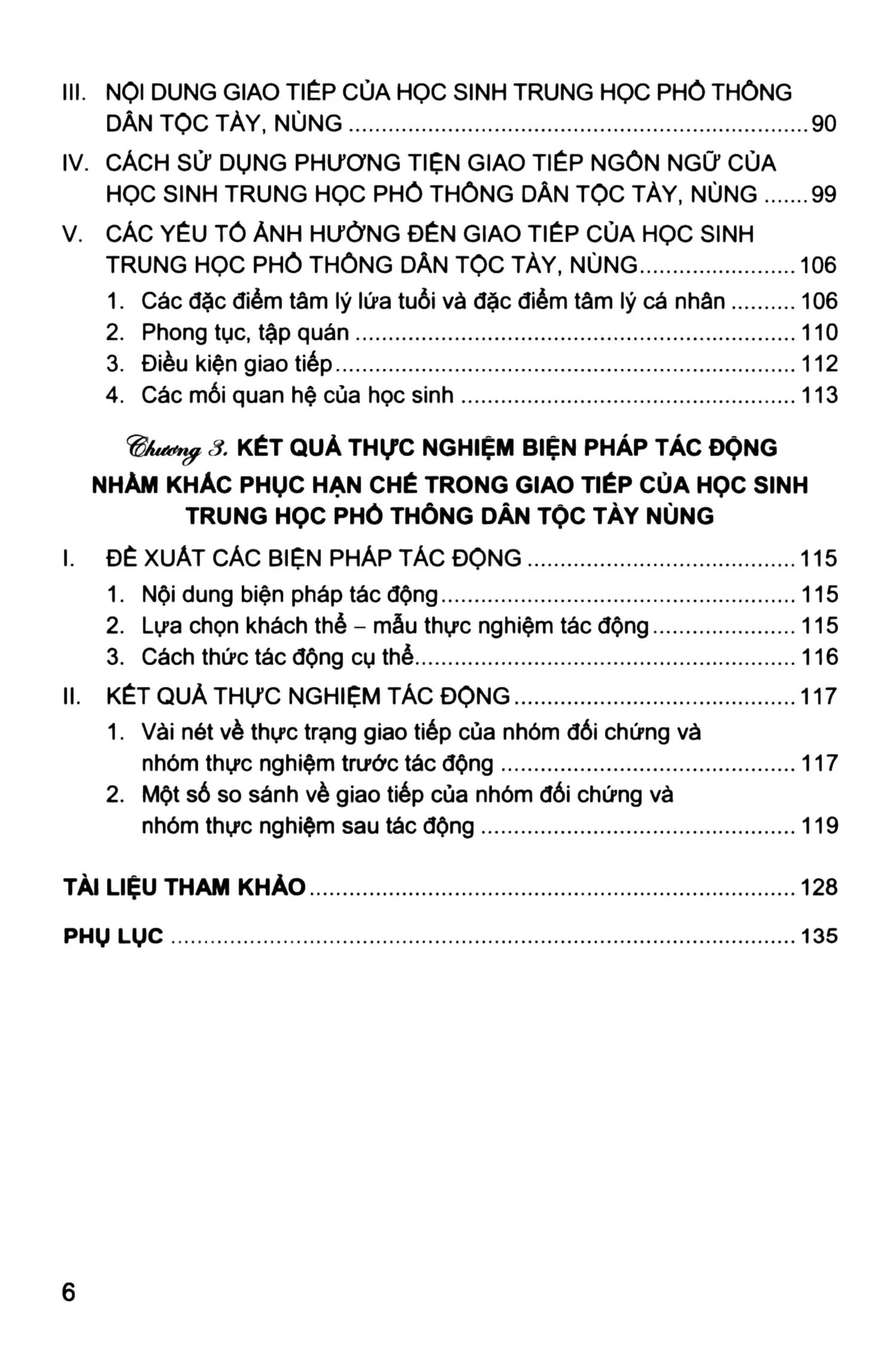 Mục lục chi tiết trang 1 sách Một số đặc điểm giao tiếp của học sinh dân tộc Tày, Nùng