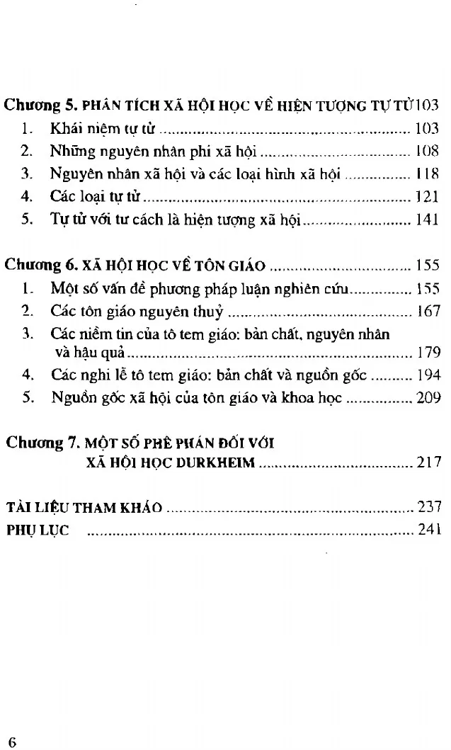 Mục lục chi tiết trang 1 sách Một số quan điểm xã hội học của Durkheim
