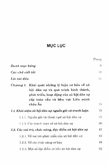Trang bìa chính thức sách Một số vấn đề lý luận và thực tiễn về xã hội và dân sự ở liên minh châu âu