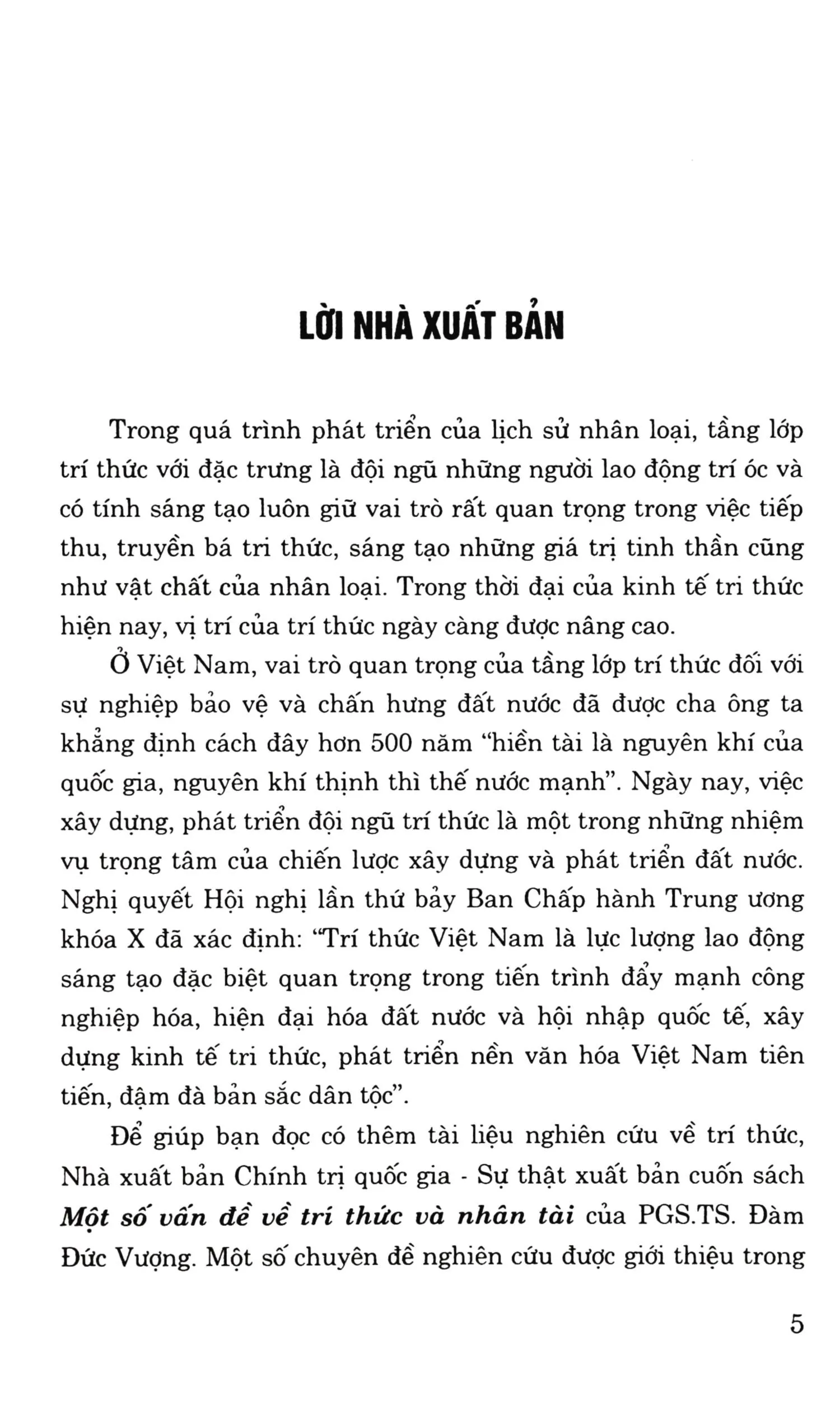 Mục lục chi tiết trang 1 sách Một số vấn đề về trí thức và nhân tài