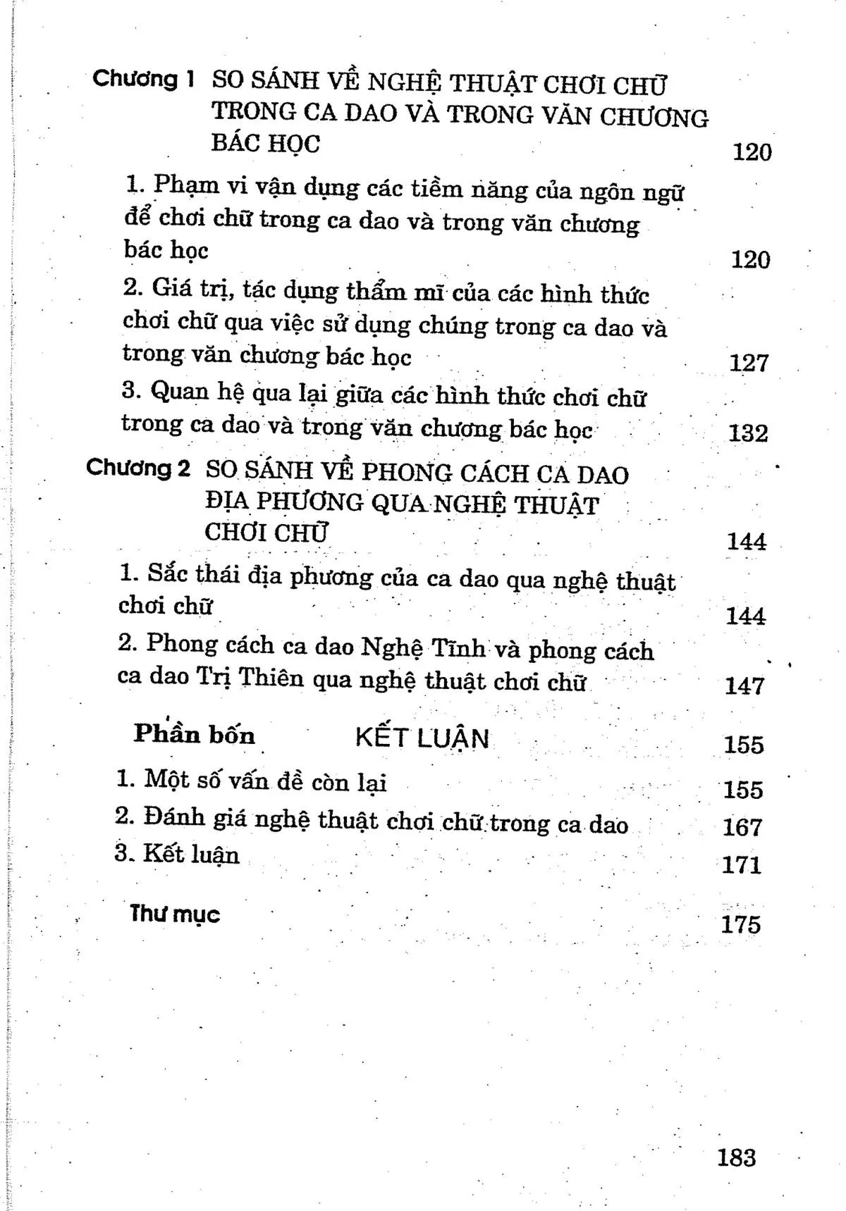 Mục lục chi tiết trang 2 sách Nghệ thuật chơi chữ trong ca dao người Việt