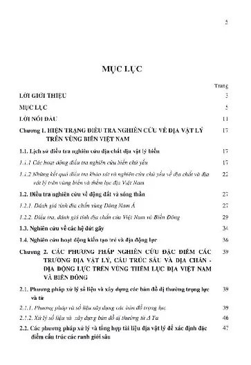 Trang bìa chính thức sách Nguyên cứu đặc điểm các trường địa vật lý và cấu trúc sâu vùng biển Việt Nam