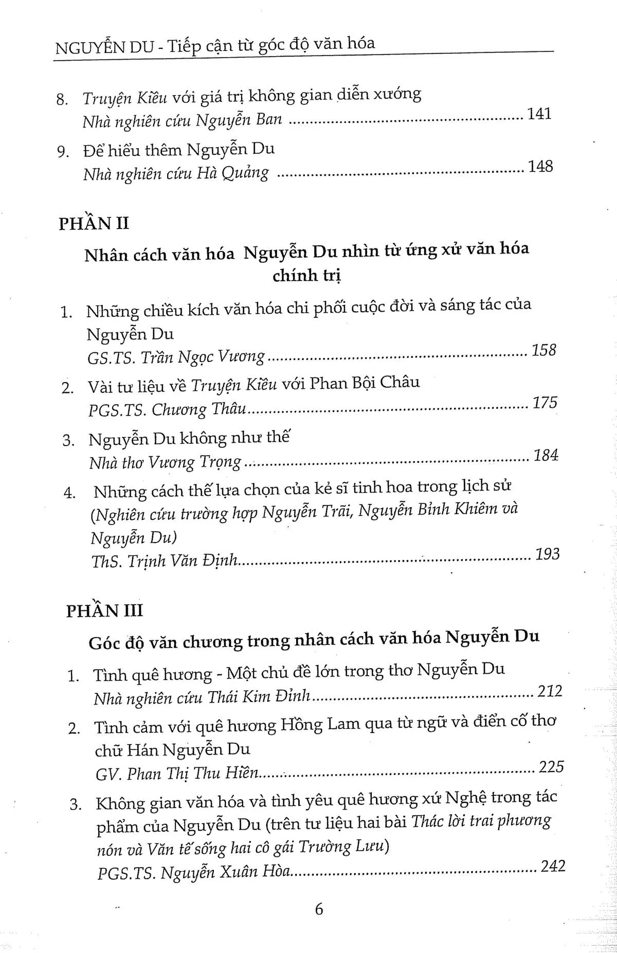 Mục lục chi tiết trang 1 sách Nguyễn Du tiếp cận từ góc độ văn hóa