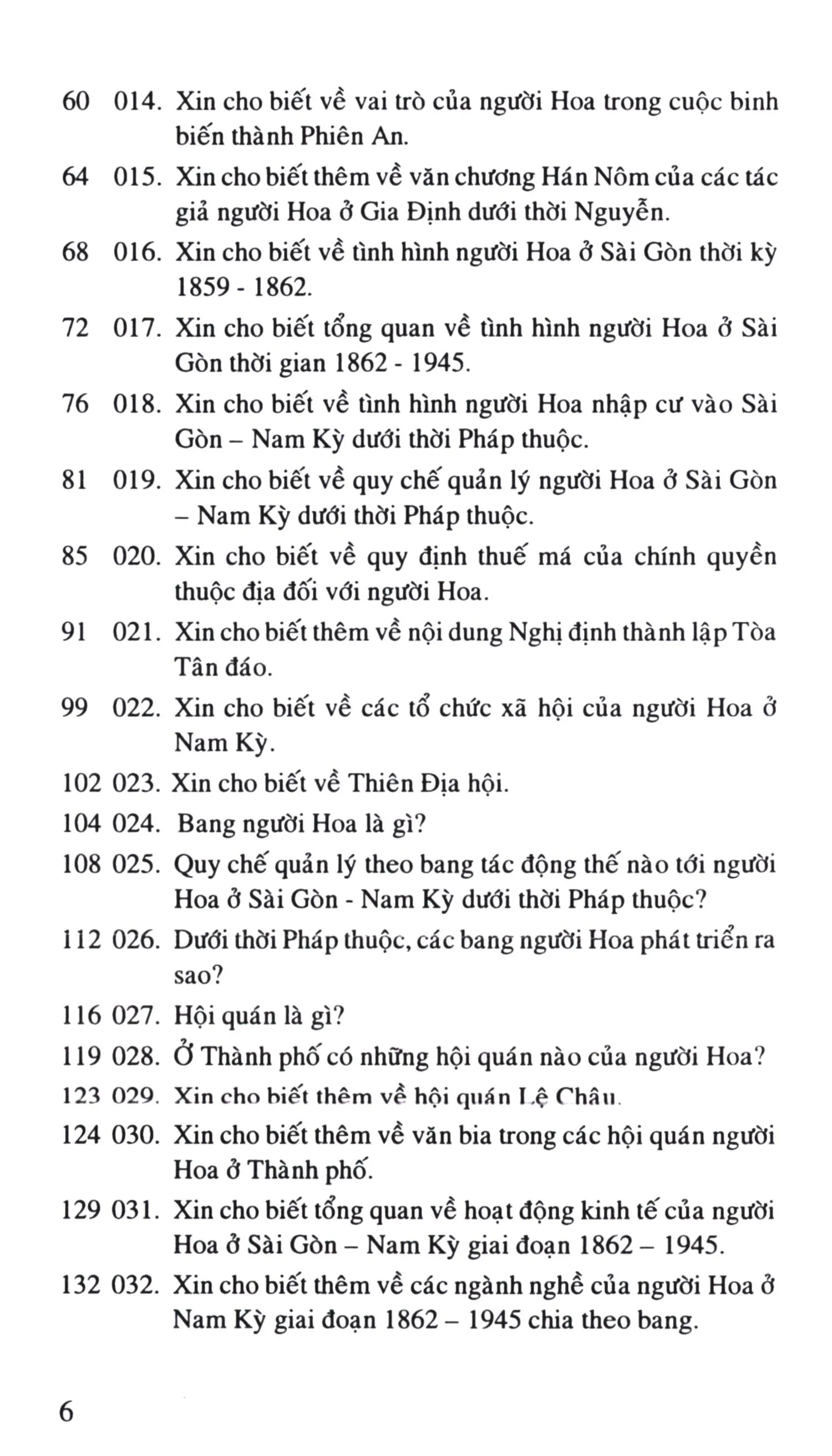 Mục lục chi tiết trang 1 sách Người Hoa ở Sài Gòn, thành phố Hồ Chí Minh