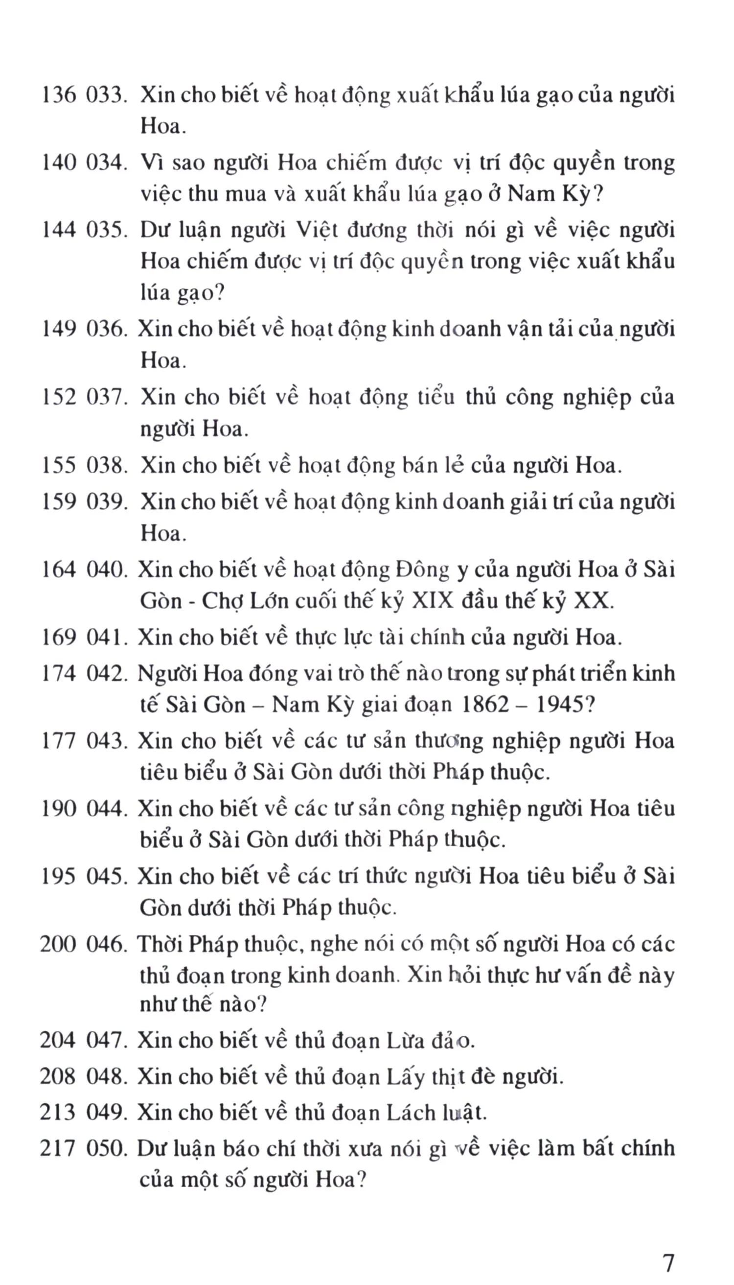 Mục lục chi tiết trang 2 sách Người Hoa ở Sài Gòn, thành phố Hồ Chí Minh