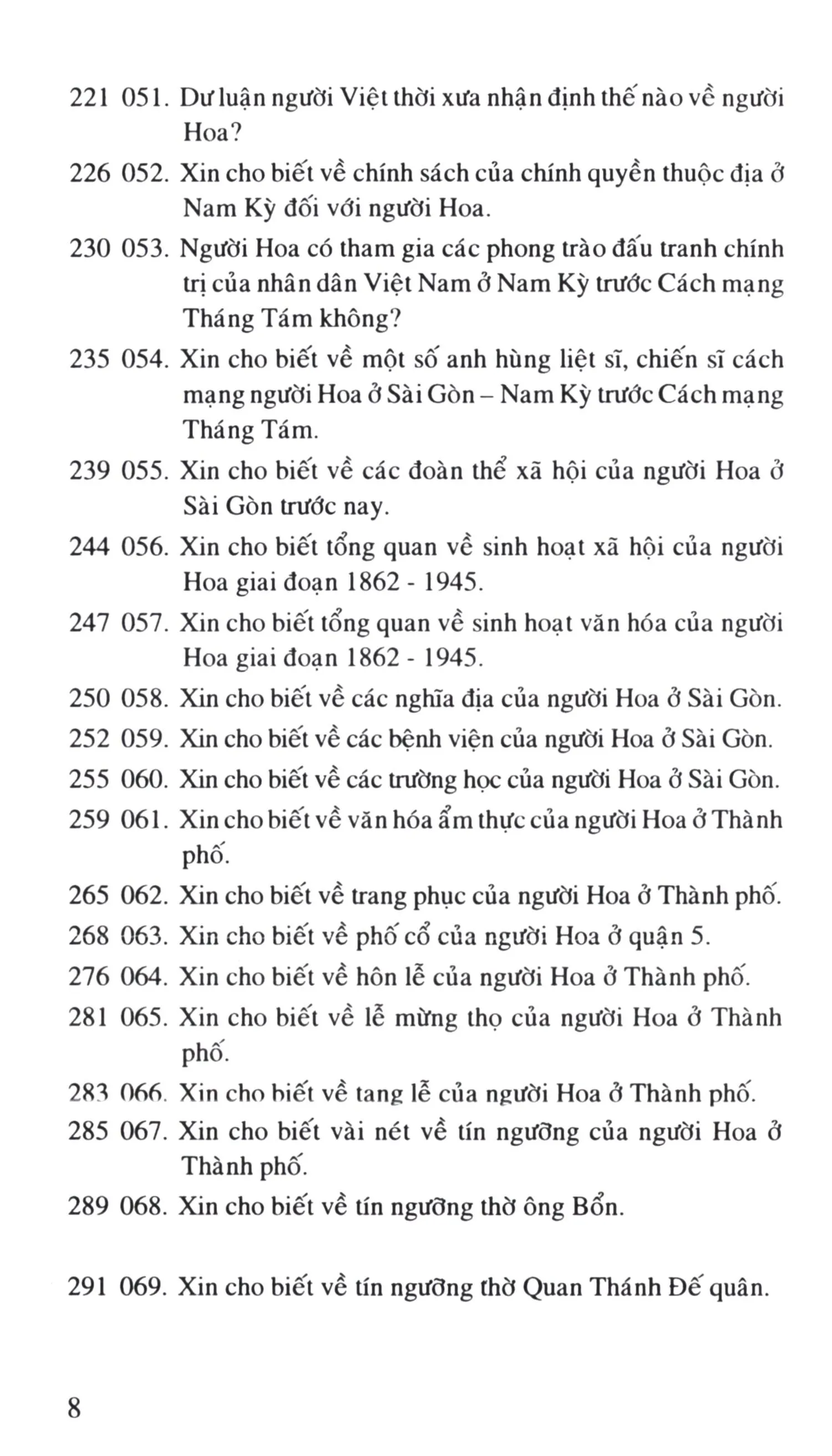 Mục lục chi tiết trang 3 sách Người Hoa ở Sài Gòn, thành phố Hồ Chí Minh