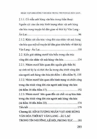 Mục lục chi tiết trang 2 sách Nhân vật anh hùng văn hóa trong truyện kể dân gian thời kỳ Văn Lang Âu Lạc