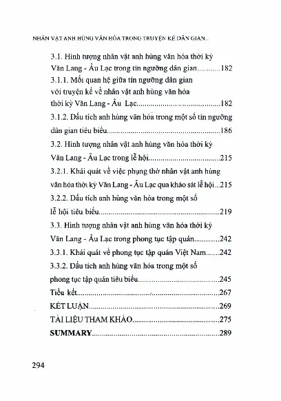 Mục lục chi tiết trang 3 sách Nhân vật anh hùng văn hóa trong truyện kể dân gian thời kỳ Văn Lang Âu Lạc