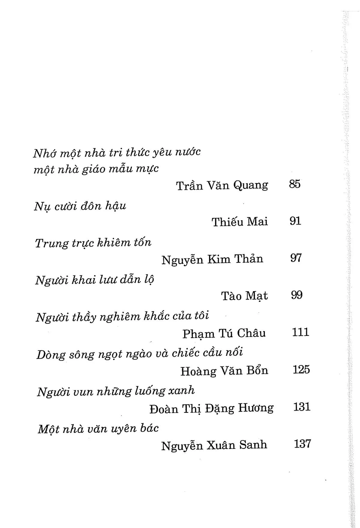 Mục lục chi tiết trang 1 sách Nhớ Đặng Thai Mai
