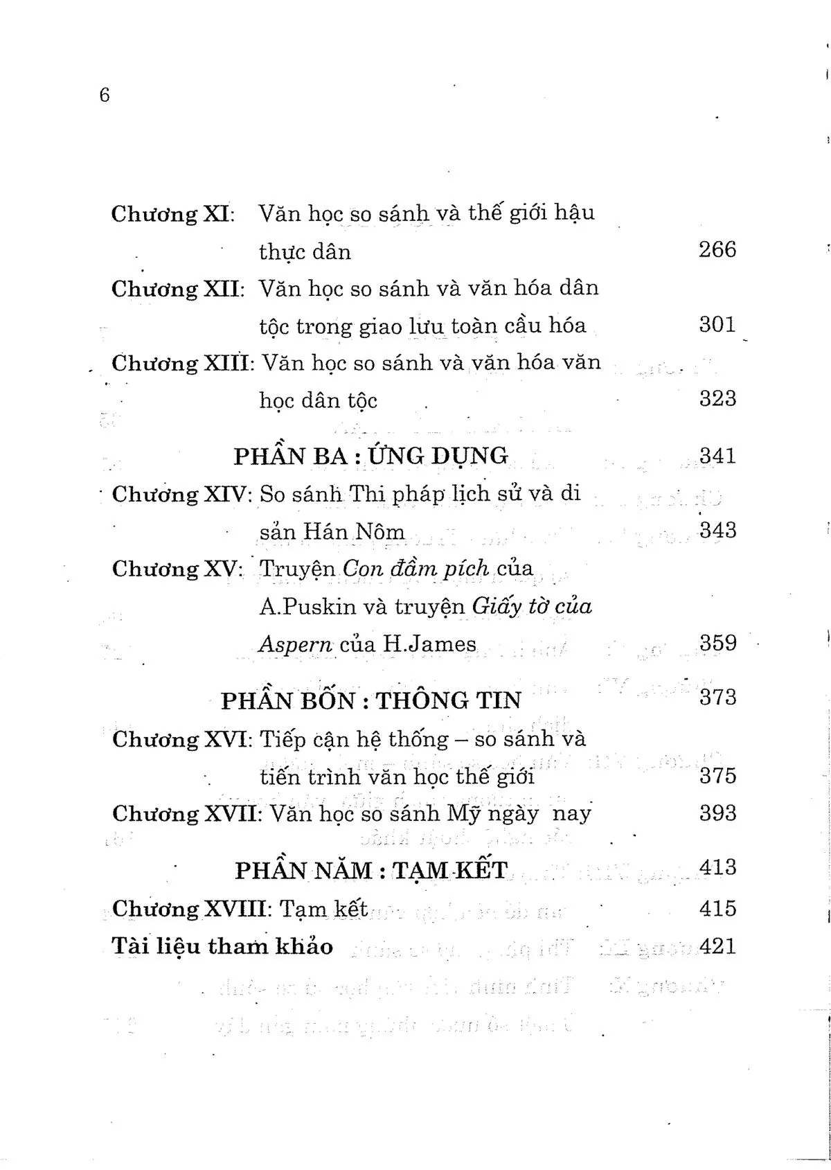 Mục lục chi tiết trang 1 sách Những bình diện chủ yếu của văn học so sánh