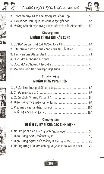 Mục lục chi tiết trang 1 sách Những hiện tượng bí ẩn về thế giới