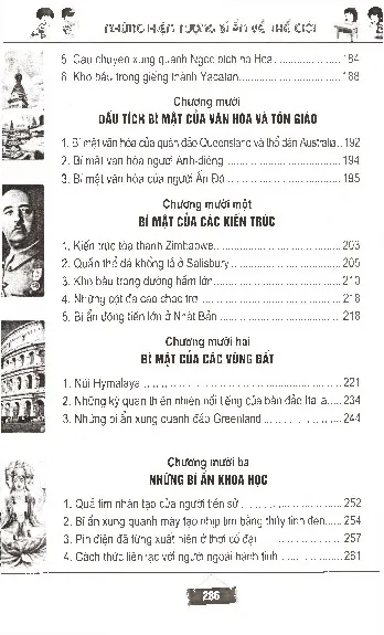 Mục lục chi tiết trang 3 sách Những hiện tượng bí ẩn về thế giới