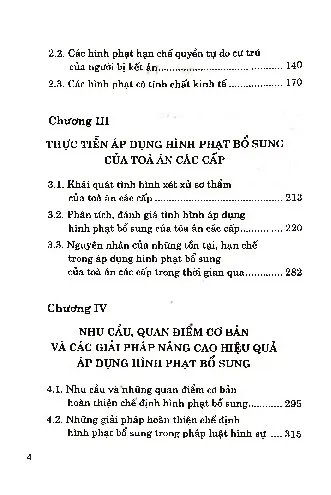 Mục lục chi tiết trang 1 sách Những vấn đề lý luận và thực tiễn về hình phạt bổ sung trong luật hình sự Việt Nam