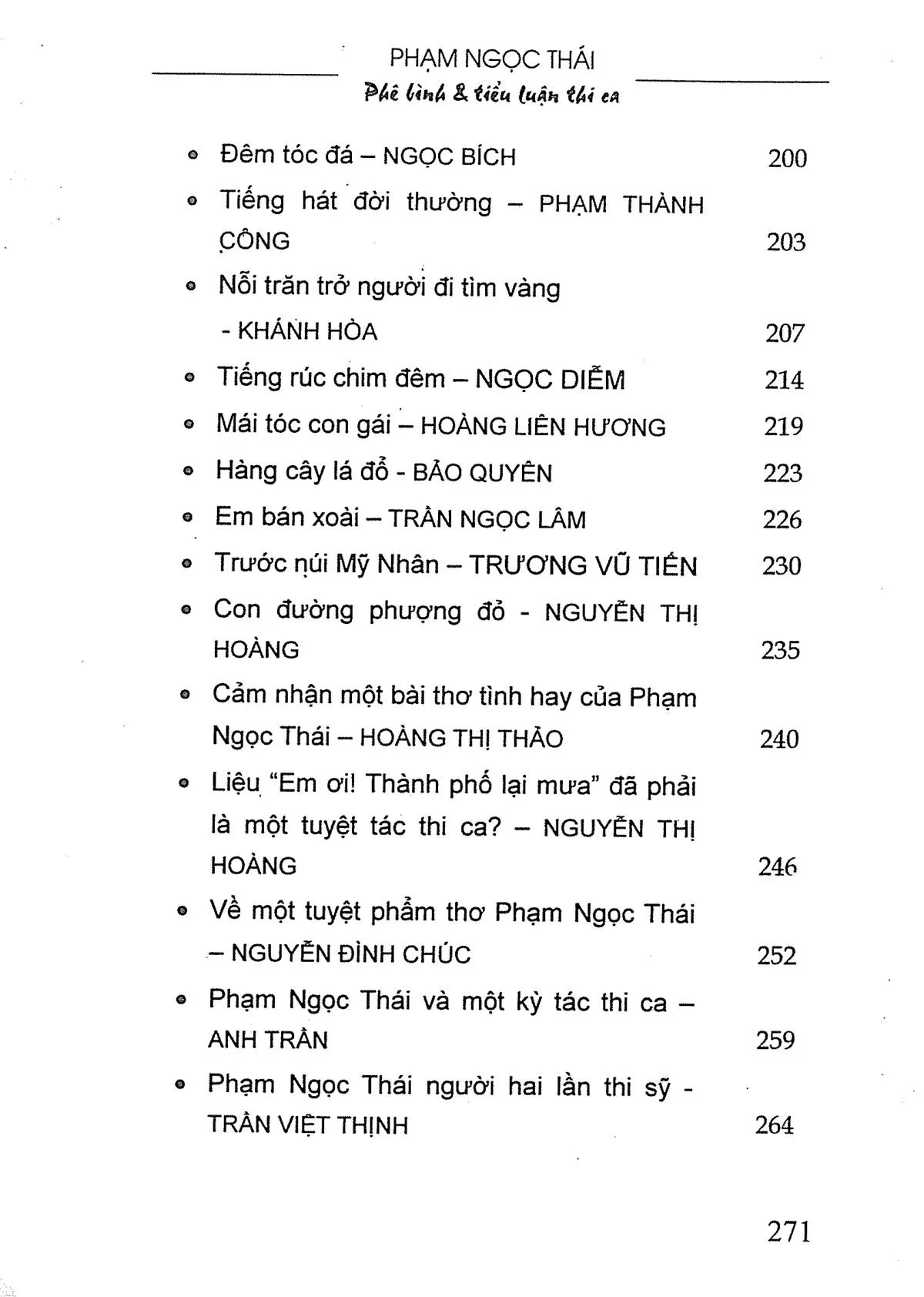 Mục lục chi tiết trang 2 sách Phê bình và thi ca
