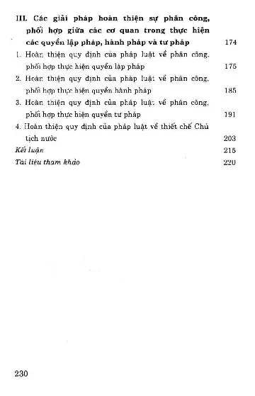 Mục lục chi tiết trang 3 sách Phân công, phối hợp giữa các cơ quan trong việc thực hiện quyền lập pháp, hành pháp, tư pháp ở Việt Nam