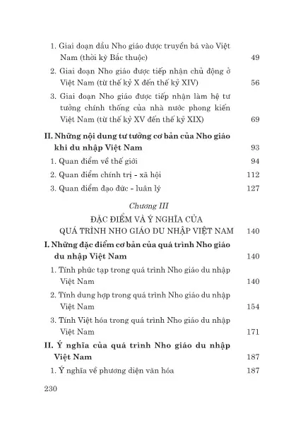 Mục lục chi tiết trang 1 sách Quá trình du nhập của Nho giáo vào Việt Nam