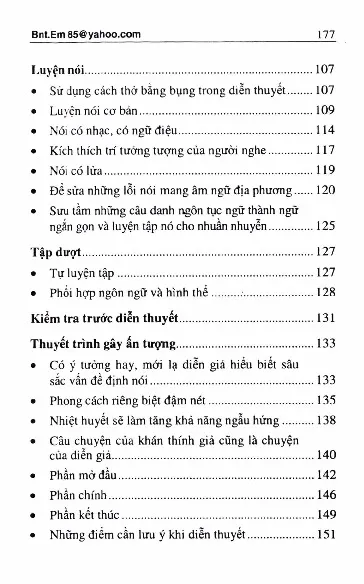 Mục lục chi tiết trang 2 sách Rèn luyện kỹ năng nói chuyện trước công chúng