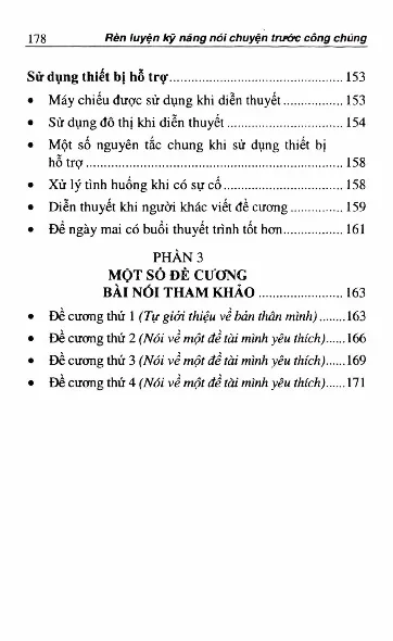 Mục lục chi tiết trang 3 sách Rèn luyện kỹ năng nói chuyện trước công chúng