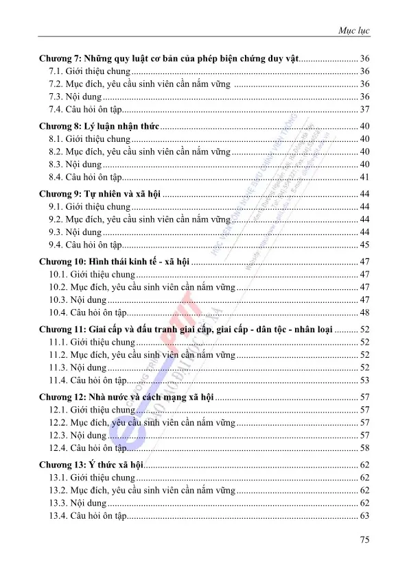 Mục lục chi tiết trang 1 sách hướng dẫn học tập Triết học Mác-Lênin
