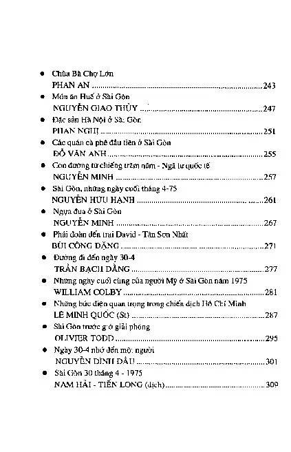 Mục lục chi tiết trang 3 sách Sài Gòn Xưa & Nay