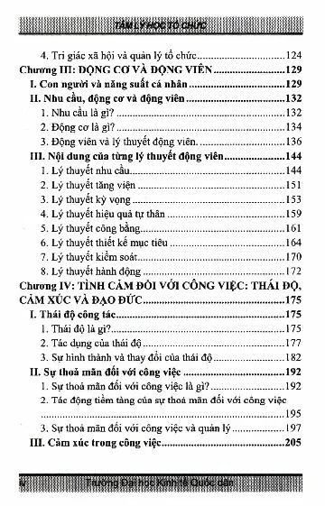 Mục lục chi tiết trang 1 sách Tâm lý học tổ chức
